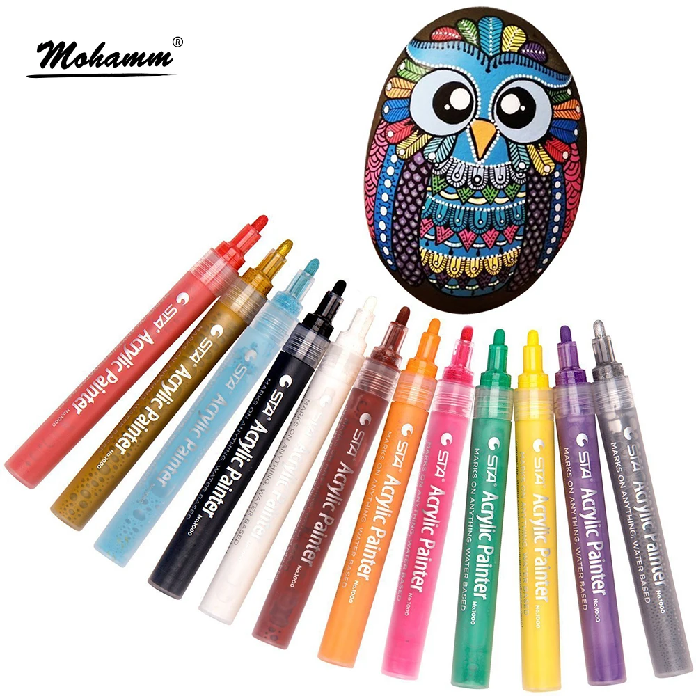 

12 24 Colors/Set STA Acrylic Permanent Paint Marker pen for Ceramic Rock Glass Porcelain Mug Wood Fabric Canvas Painting