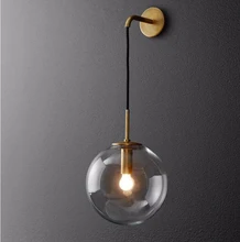 Modern LED Wall Lamp Glass Ball Glass Lamp Shade Wall Light With LED Bulb For Bedroom Study Wall Lighting Free Shipping loft style clear glass wall lamp black metal glass ball wall light bedroom light dining room light free shipping