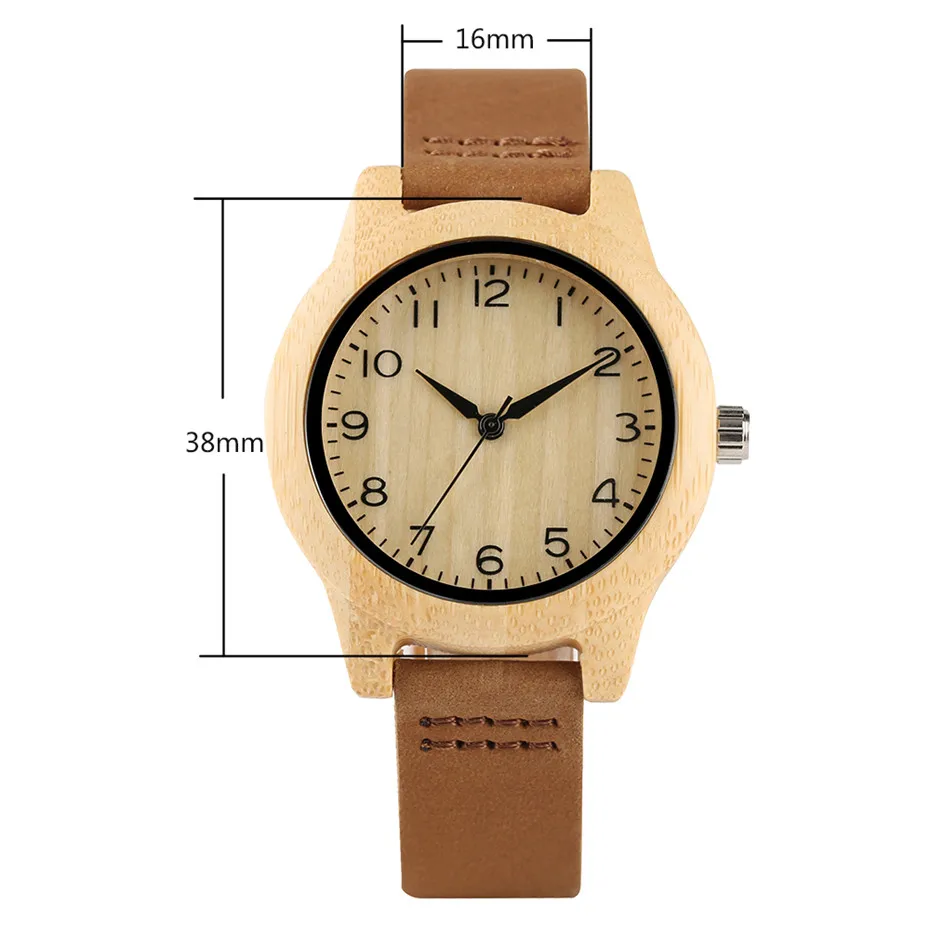 Minimalist Arabic Numerals Bamboo Women Watches 14