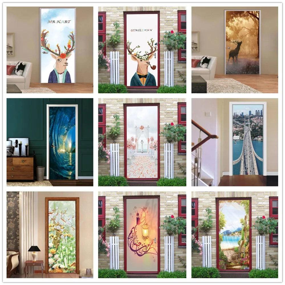 Съемные 3D белые Романтические свадебные наклейки на дверь самоклеющиеся ПВХ