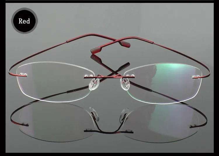 9 цветов, легкие оптические очки с эффектом памяти, титановая оправа без оправы, очки по рецепту близорукости 1,56 1,61, прогрессивные линзы - Цвет оправы: Red