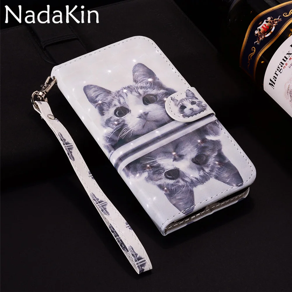 

3D Vision Painted Phone Case Leather for Samsung Galaxy M10 A10 Stylish Flip Book Cover with Wallet Pocket Hand Rope
