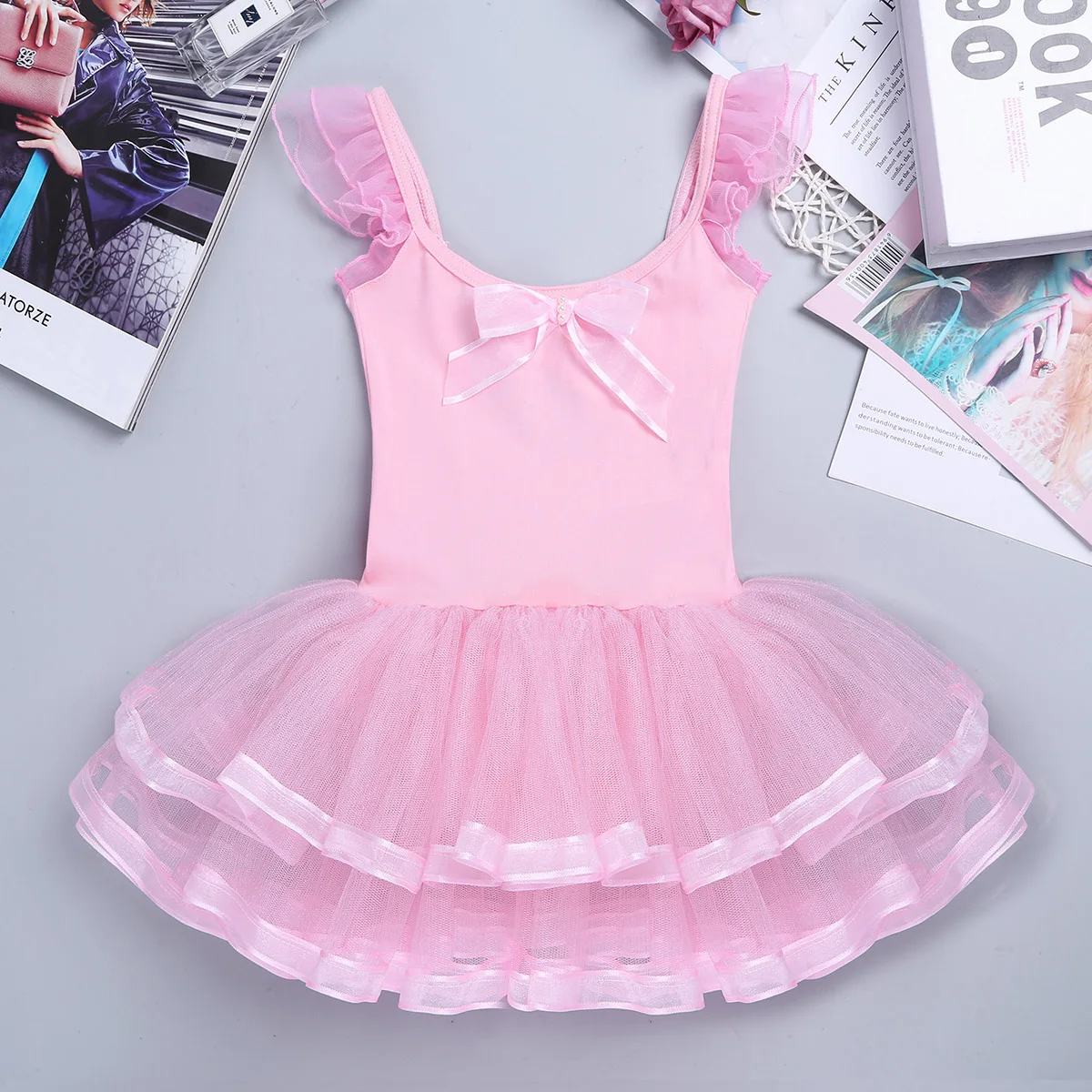 Toddler Girls Ruffles Sleeve Ballet Leotards Dancewear Gymnastics Dance Costume
