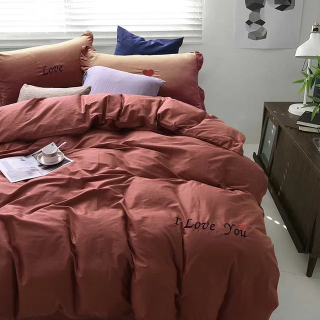 Buy HOT Korean 4pcs 100cotton Simple color bedding