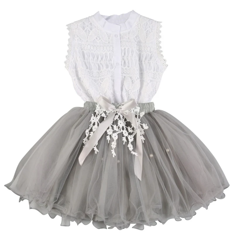 

Summer Baby Girls Clothing Sets Lace Apparel T Shirts + Flower Skirts Suits Kids Girls Skirt Pullover Shirts 2Pcs