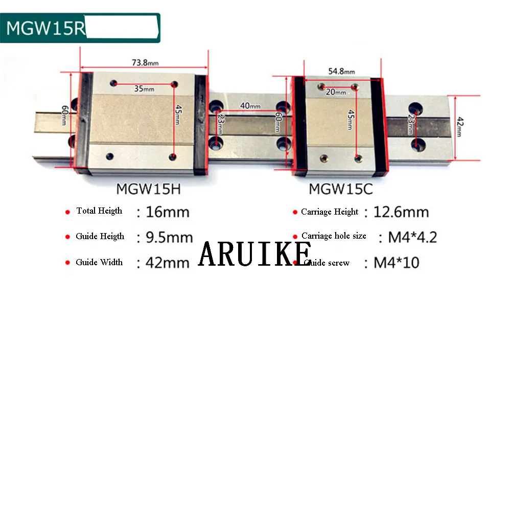 Линейная направляющая 1 шт. мин MGW7/MGW9/MGW12/MGW15 каретки с MR7 MR9 MR12 MR15 7 мм/9 мм/12 мм/15 мм CNC Rounter diy части