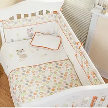 Промо-акция! Бархатный Детский Комплект постельного белья из хлопка с вышивкой(бампер+ простыня+ подушка+ одеяло