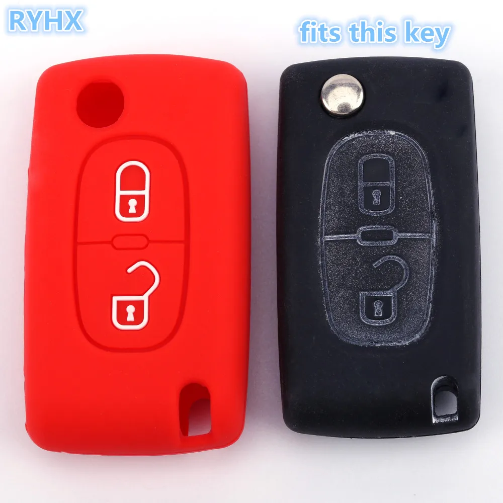 2 кнопки 2019 складной ключ силиконовый чехол для ключей от машины крышка PEUGEOT 207 307
