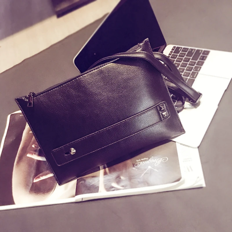 

Personality youth men's wrist clutch bag Fashion shoulder bag male clutch bag PU Leather ipad wrist bag Men's handbag men purse