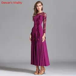 8 цветов платье для танцев женские бальные платья вальс Стандартный социальных платье Румба Костюмы Одежда для танцев танго