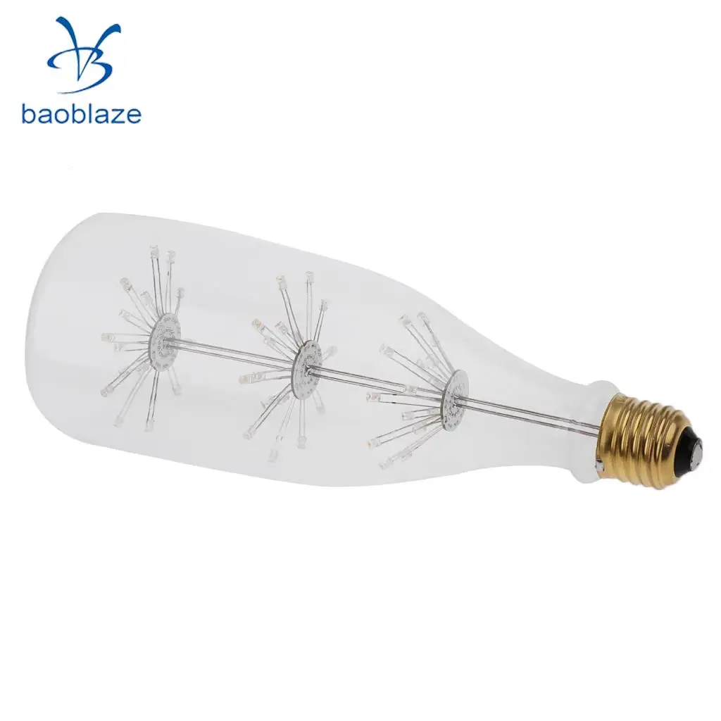 Vintage Light Bulb Tungsten Filament Amber Clear Glass 3Watts 220V E27 Base
