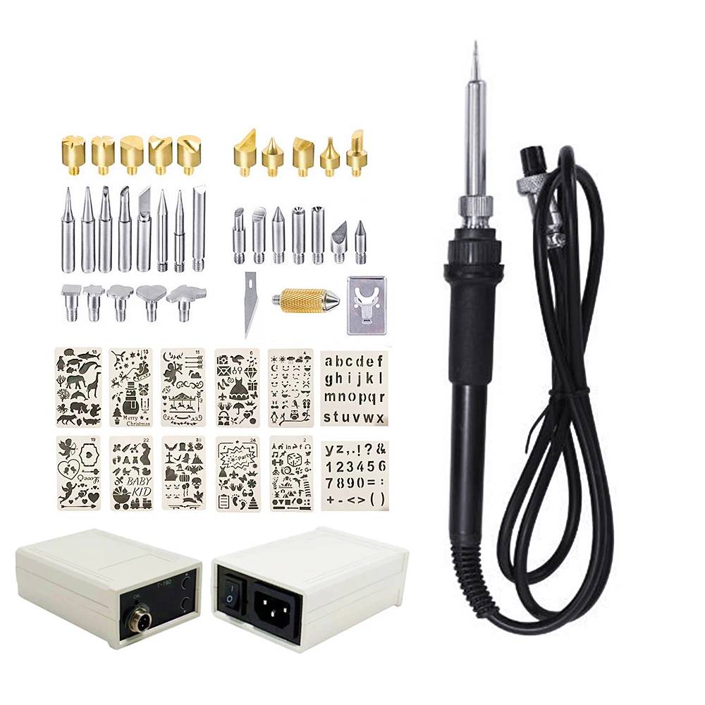

Mini Portable Wood Burning Kit with LCD Display Pyrography Adjustable Temperature Wood Craft Burner Tool with 10pcs Drawing