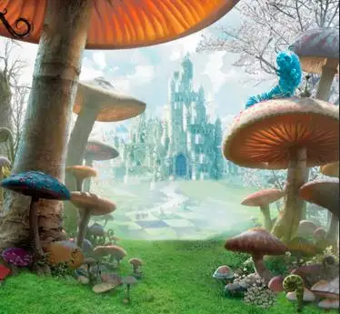 children kids background High quality Computer print Alice Wonderland Forest Mushrooms Castle Palace Grass backdrops | Электроника