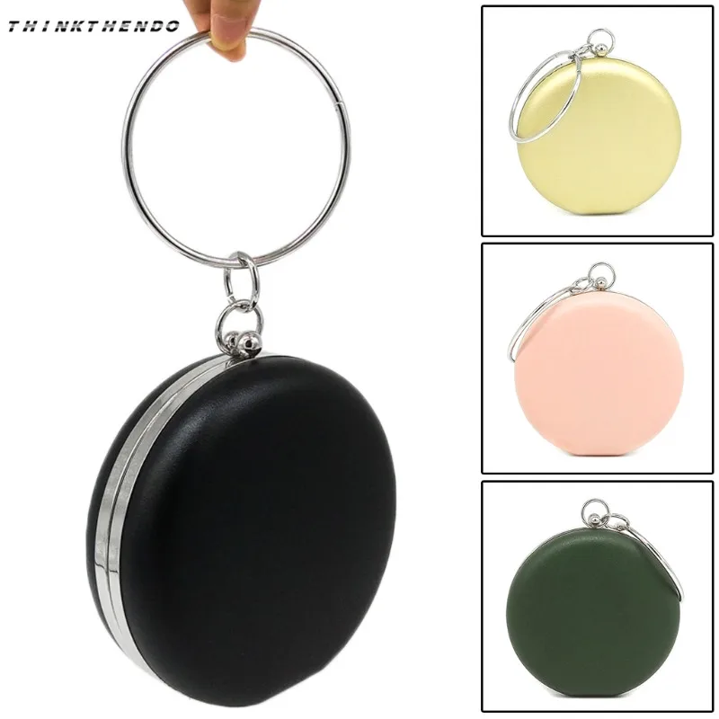 

THINKTHENDO Fashion Women's Wristlets Handbag Mini Round Clutch Evening Bag Purse Wedding Party Bags Hot New Design