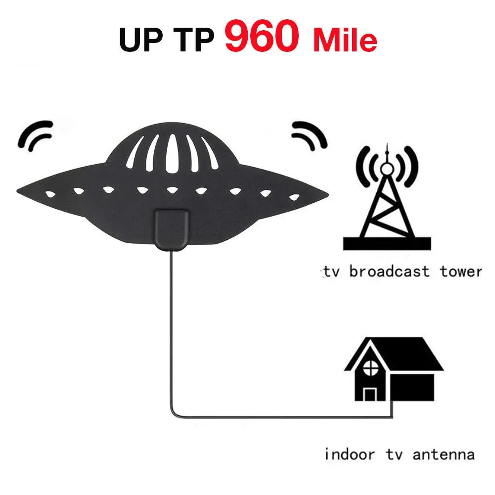 960 Mile ТВ антенна цифровая черная летающая тарелка прочная антенна Европа Америка HD ТВ НЛО 4 K 1080 P для DVB-T tv HD tv Freeview
