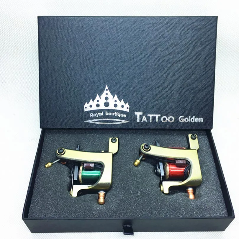 

2PCS Professional Copper Tattoo Machine Gun With 10/12 Wrap Coils Liner & Shader Rotary Machine Tattoo Guns Supplies maquina de