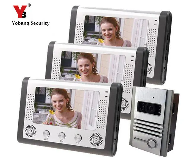 

Yobang Security video door phone with 7" LCD screen IR camera door intercom phone Video Interphone waterproof pinhole camera