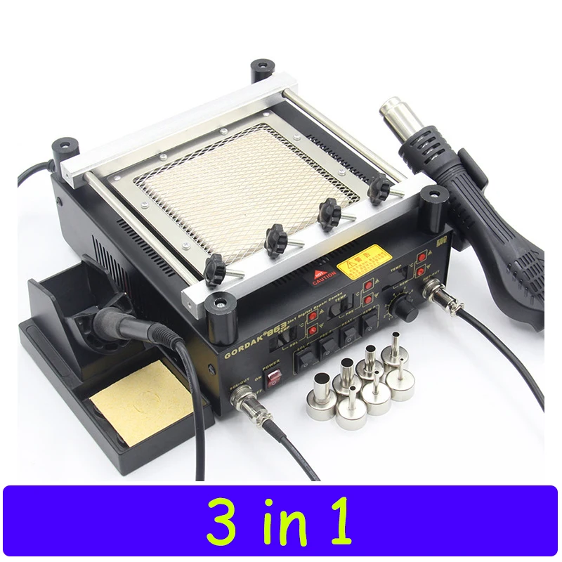 3 in 1 Gordak 863 Digita Hot Air Heat Gun BGA Rework Solder Station Electric Soldering iron IR Infrared Preheating Station цена 3 in 1 Gordak 863 Digita Hot Air Heat Gun BGA Rework Solder Station Electric Soldering iron IR Infrared Preheating Station цены онлайн