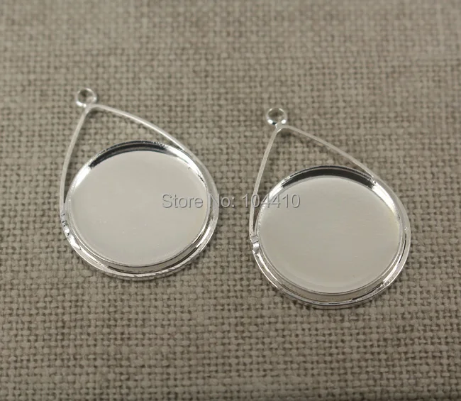 

Multi-color Wired Teardrop Pendant Setting Blank Resin Cabochons Bases Round Smooth Tray Bezel with Loop 20mm for DIY Findings