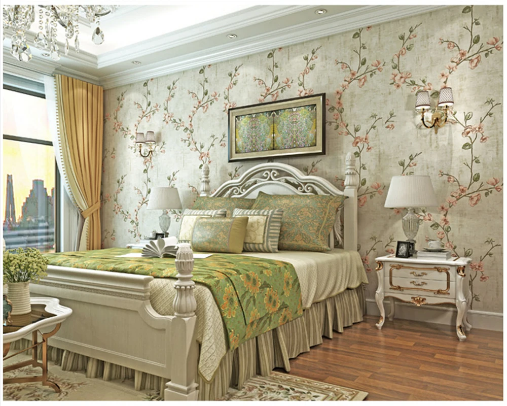 beibehang American country garden non-woven wall paper small floral nostalgic style bedroom living room ab version 3d wallpaper beibehang American country garden non-woven wall paper small floral nostalgic style bedroom living room ab version 3d wallpaper