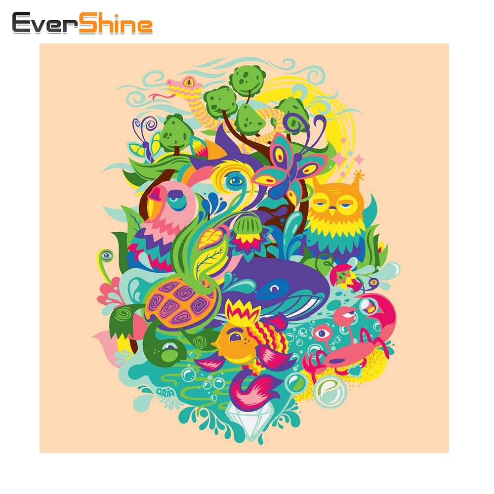 

EverShine 5D DIY Diamond Embroidery Cartoon Animals Diamond Painting Cross Stitch Mosaic Making New Year Gifts