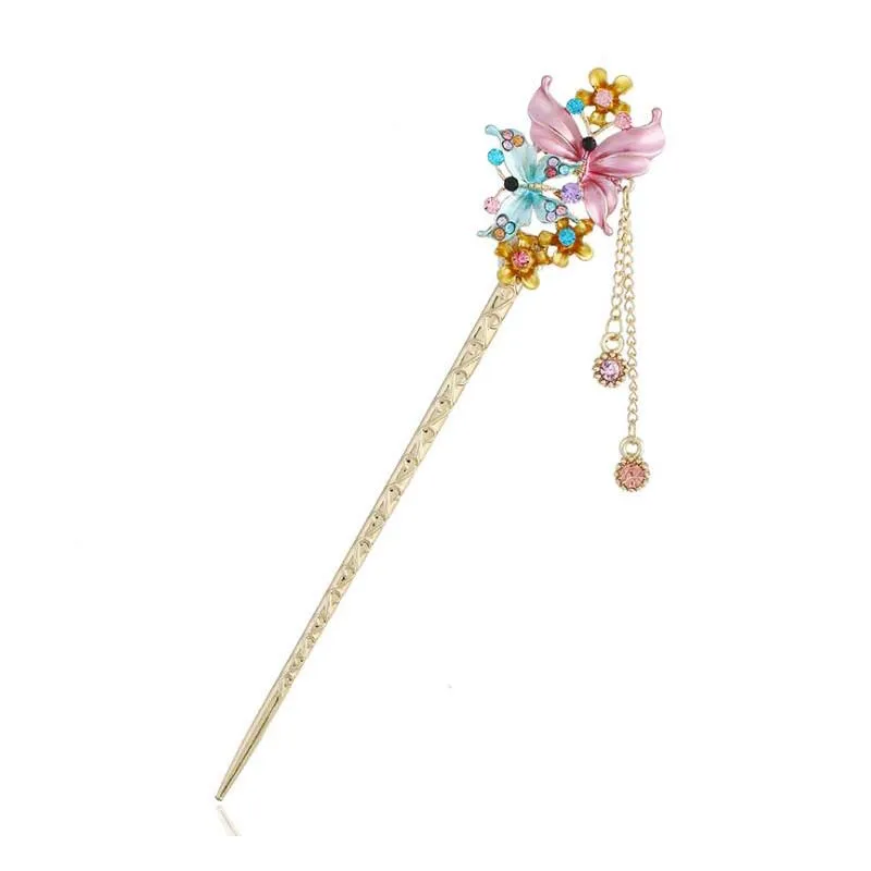 

Women hair wear Elegant Vintage Charm Flower Crystal Bobby Pin Hair Jewelry Fashion Hairpin Rhinestone Hair Sticks