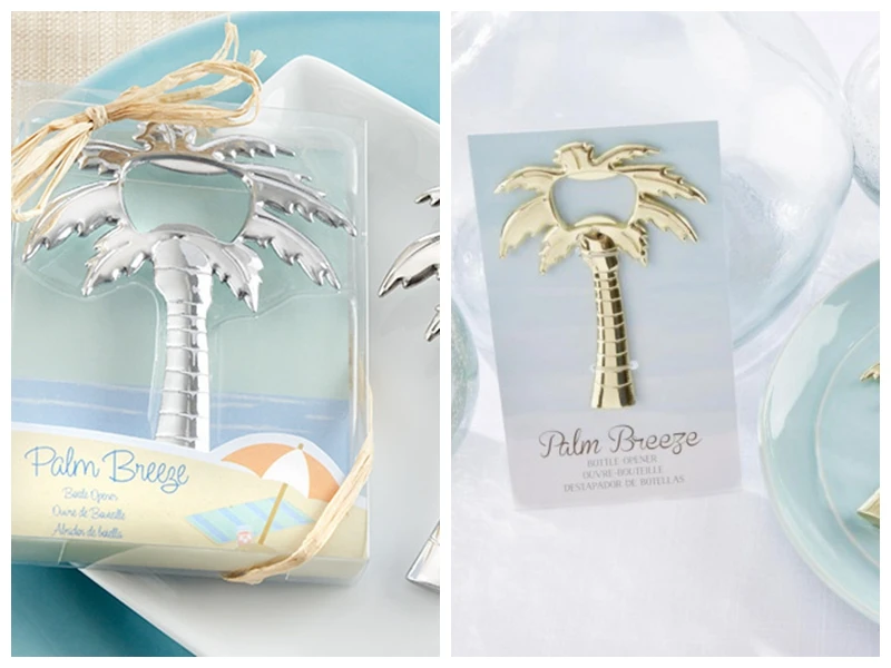 (5 Pezzi/Lottp) Spiaggia Di Nozze Favori Per Gli Ospiti Palm Breeze Gold Palm Tree Bottle Opener Bomboniere E Ricordini Per Ricevimento Di Nozze Regal