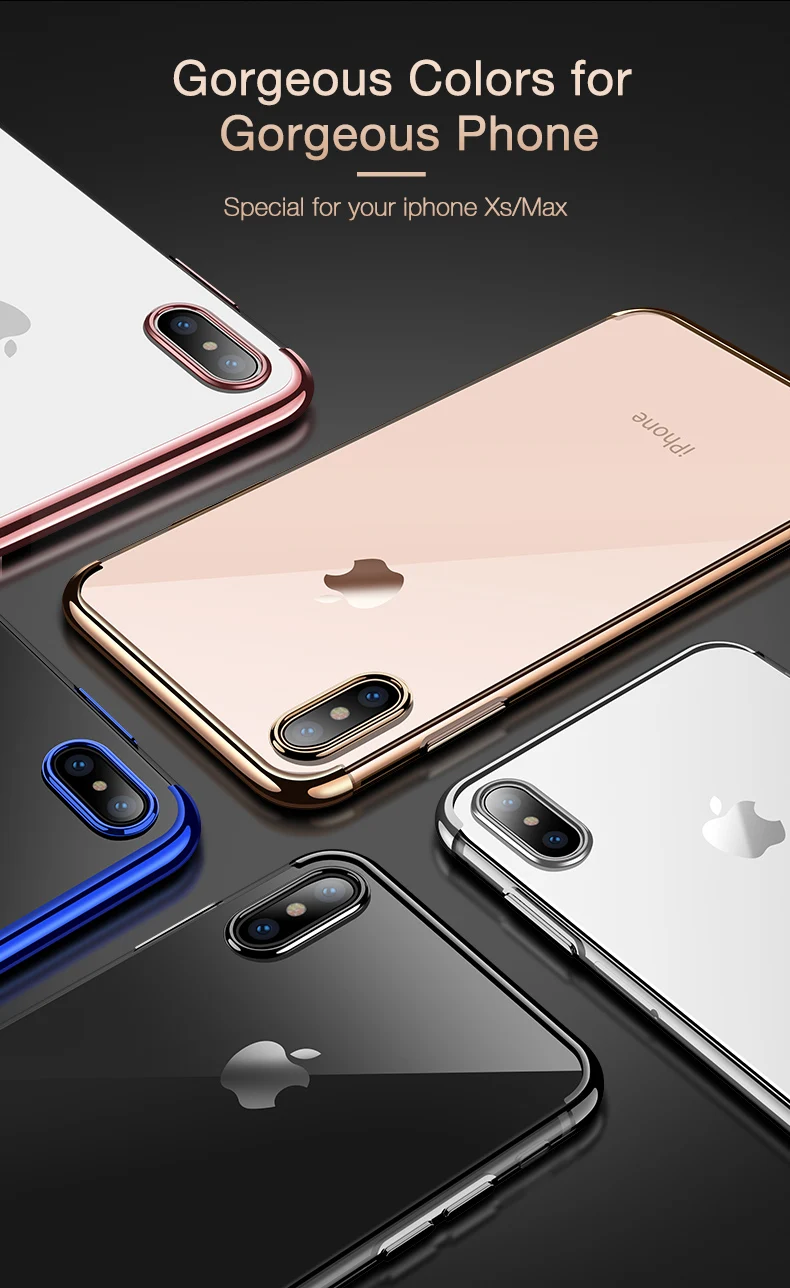 CAFELE Case for iPhone XS Max Silicone Color Plating Case Cover Transparent Backing Soft TPU Phone Cover for New iPhone XSMax (2)