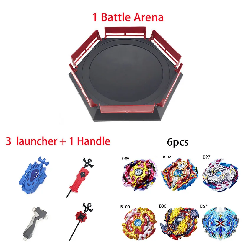 Spin Tops Beyblade Arena Stadium Toupie Spinning Top Metal 4D Fusion Toys For Children With Launcher Handle#E - Цвет: 6pcs launcher arena