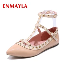 ENMAYLA Pointed Toe Buckle Strap Casual Solid Ladies Shoes Ballet Flats Womens Flats Size34-43 ZYL2114 ENMAYLA Pointed Toe Buckle Strap Casual Solid Ladies Shoes Ballet Flats Womens Flats Size34-43 ZYL2114