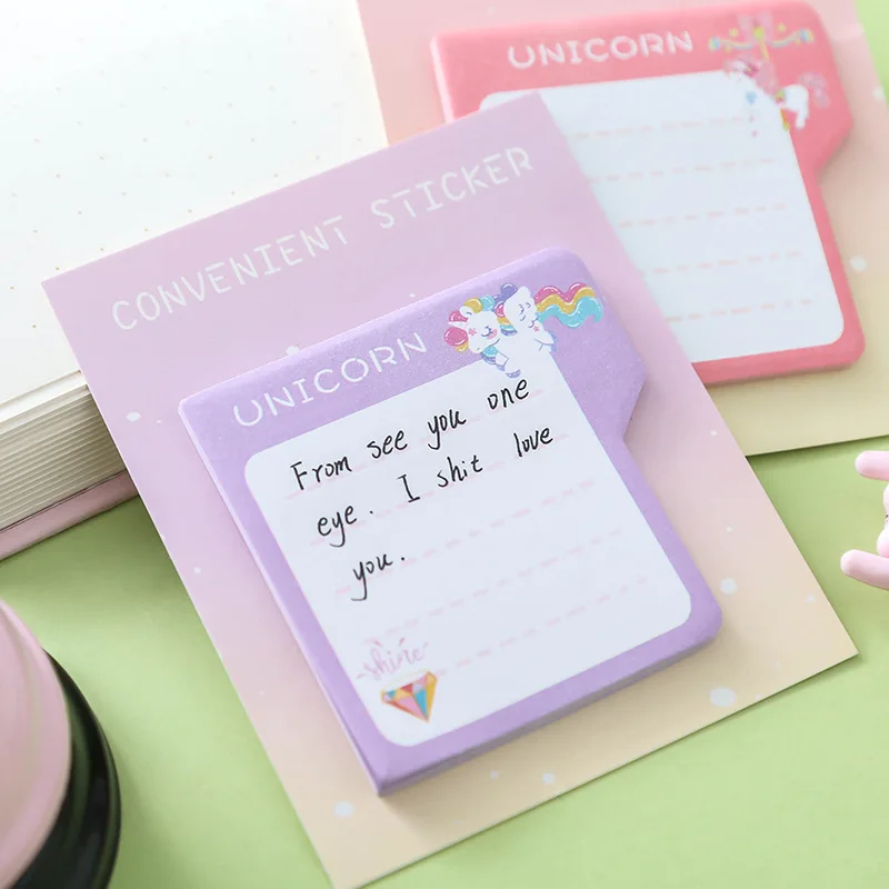 

30 Sheets Unicorn Memo Pads Plan Message Writing Sticky Notes Marker Stick Label School Office Supply 30 pages