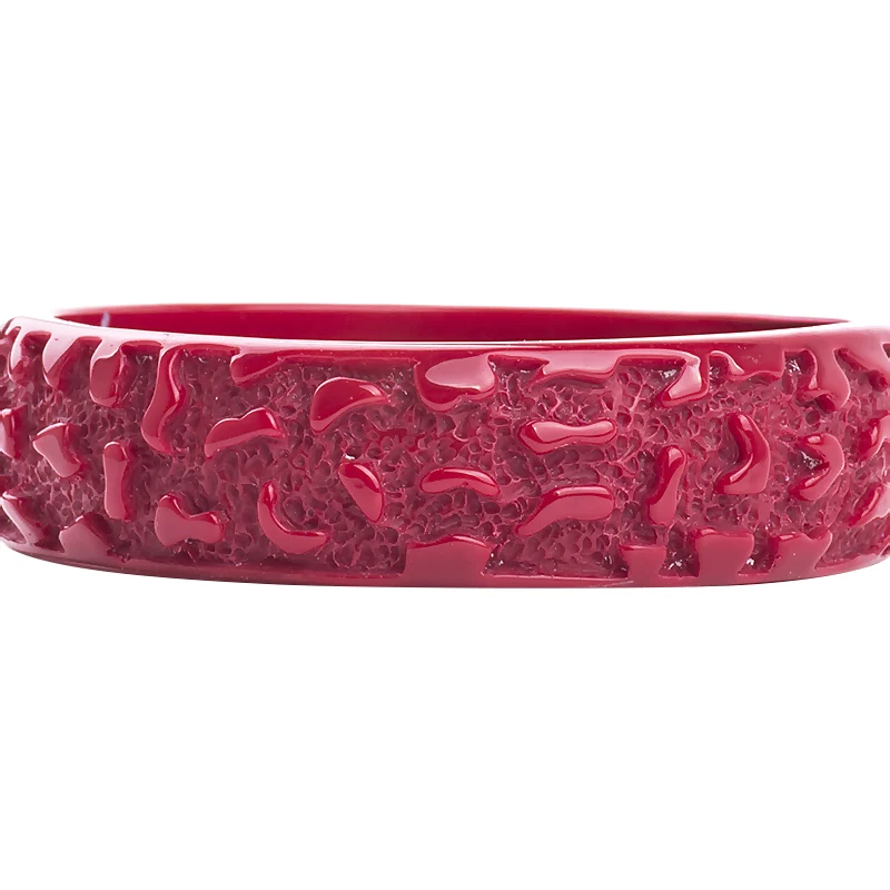 Trendy Resin Cuff Engraved Bracelets Bangles for Women New Fashion Acrylic Round Wide Bracelet Female Simple Charm Party Jewelry (1)