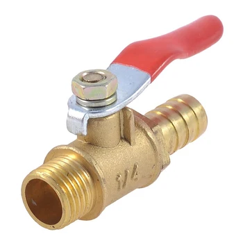 

10mm x 1/4" PT Male Thread Full Port Lever Handle Hose Barb Brass Ball Valve