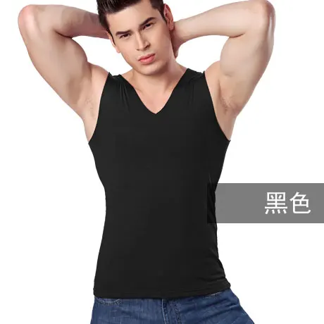Singlets Весна Зима черное тонкое нижнее белье Облегающая майка без рукавов мужской плюс бархатный тепловой жилет грунтовка майка Топ для мужчин - Цвет: see chart