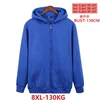 Men's autumn and winter large size hooded sweatshirt 5XL 6XL 7XL 8XL long sleeve zipper black blue gray large size coat ► Photo 1/6