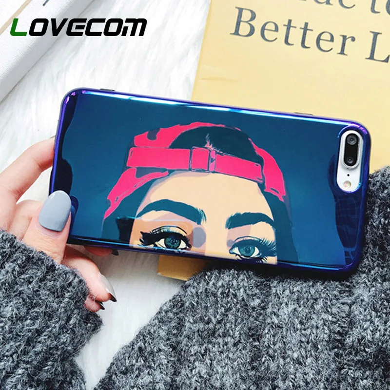 

LOVECOM Blu-Ray Phone Case For iPhone 6 6S 7 8 Plus X Fashion Cool Hip-Hop Girl Soft IMD Phone Back Cover Cases High Quality