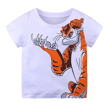 

New Style Baby Boys Cartoon T shirt Kids Short Sleeve Summer T shirt with Printed a Tiger Top Kids Dinosaur Stripes Top Tees
