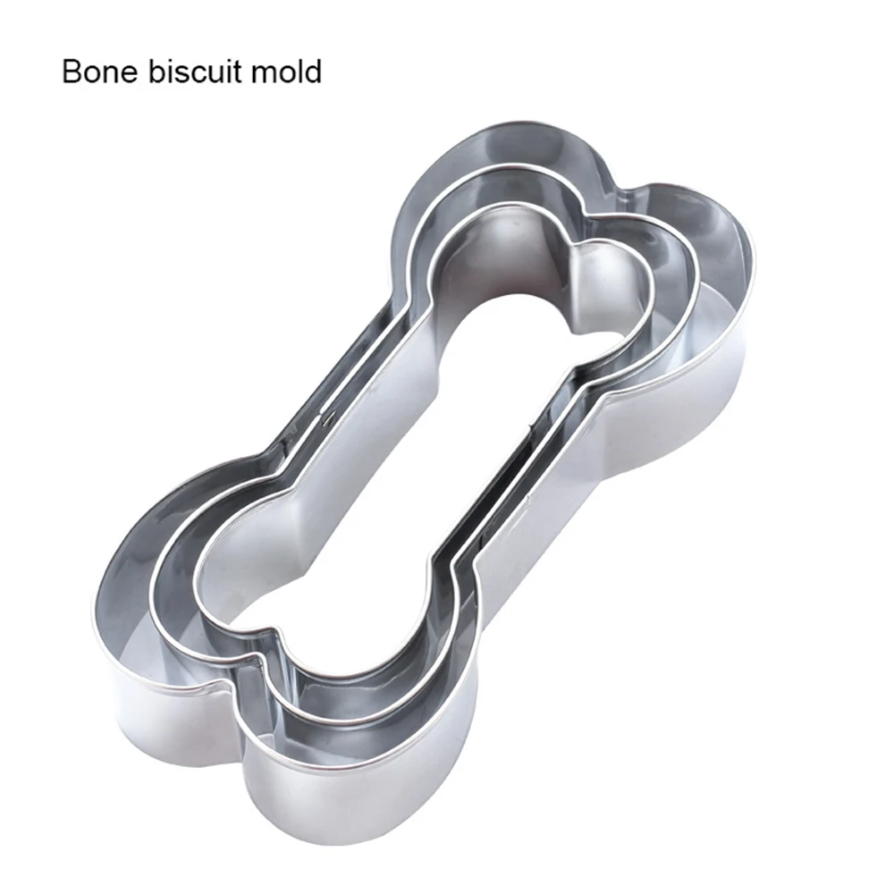 

3pcs / set Cookie Cutter bakeware Dog Bone shape cookie Biscuit mold Stainless steel DIY Kitchen cooking cookie tools