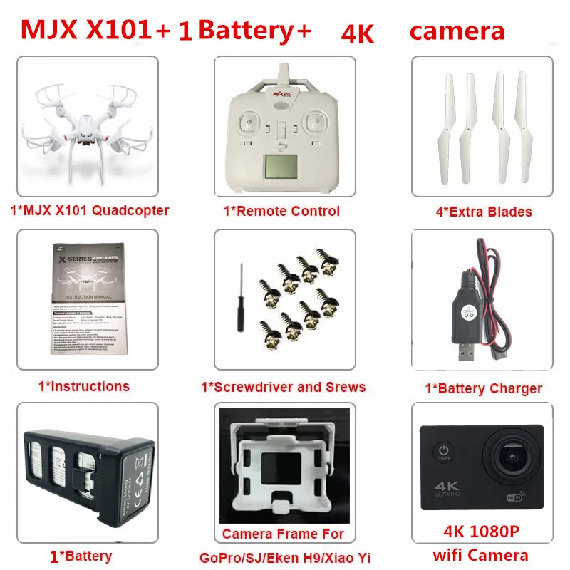 MJX X101 Rc для радиоуправляемых вертолётов дронов с Камера Wi Fi FPV Для квадрокоптерных