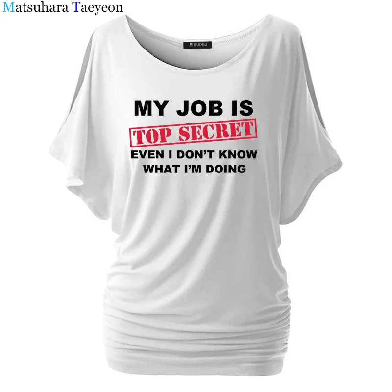 T shirts Women Funny MY JOB IS TOP 