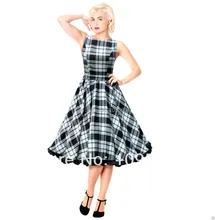 free shipping Swing Tartan Dress Vintage 50s Rockabilly Party Wedding Pin Up