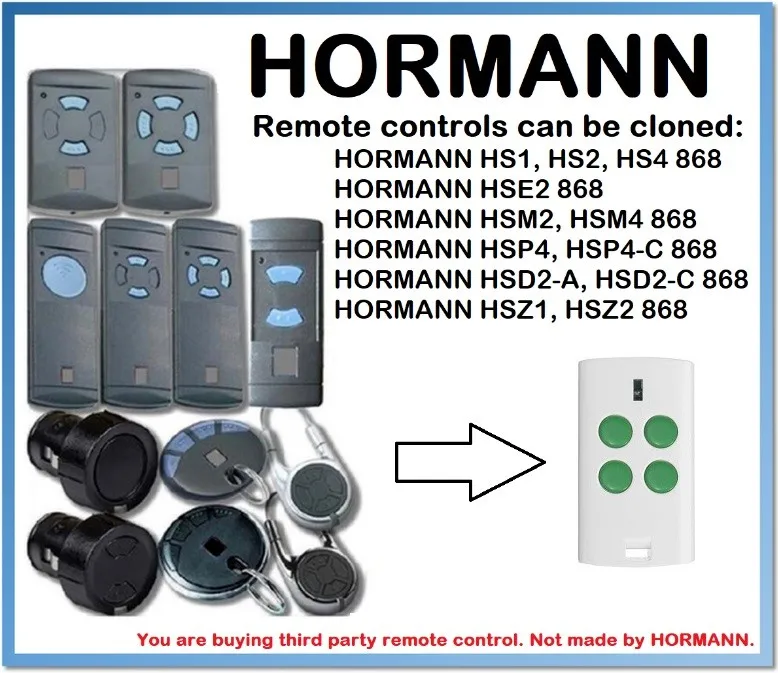 

HORMANN HS, HSE, HSM, HSP, HSD, HSZ Remote Control Duplicator 868.35MHz.