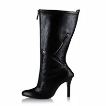 SDTRFT/зимние сапоги до колена на шпильке 12 см обувь с острым носком женские туфли-лодочки, пряжка бурдюка, большие размеры 35-42, 43