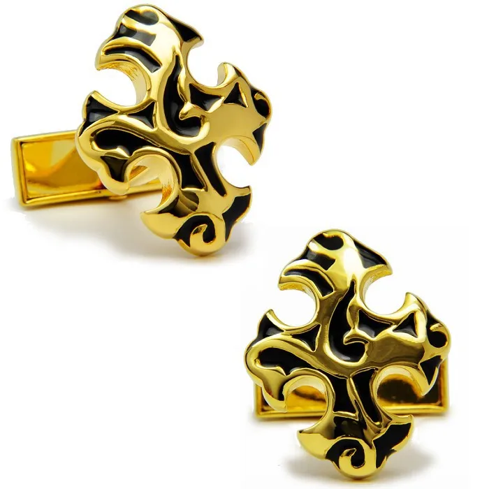 

SPARTA High quality metal + Electroplating Cross-shaped Golden color cufflinks men's Cuff Links + Free Shipping !!!