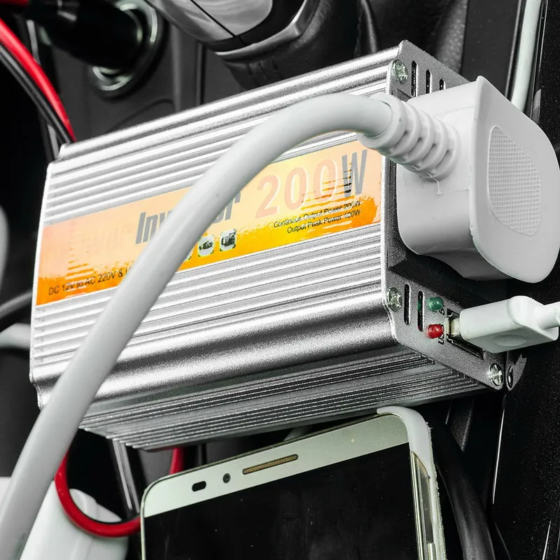 

1 PC 200W Outlets Power Inverter DC 12V To AC 220V Car Adapter Laptop Smartphone T0.05