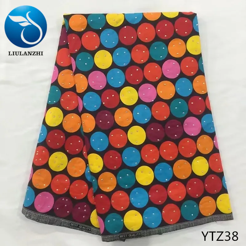 

LIULANZHI african real wax fabric multicolor print batik fabric 2017 Fashion style ankara java wax with stones YTZ32-YTZ47
