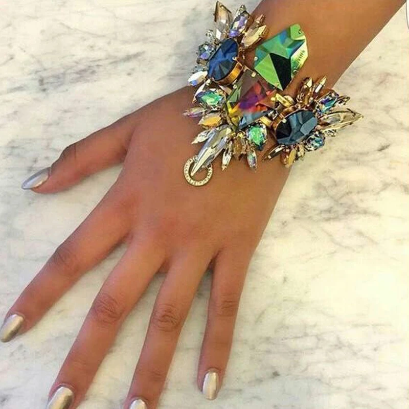 

KMVEXO Bohemian Crystal Bracelets For Women Multicolored Boho Summer Charm Luxury Wedding Bracelets Bangles Statement Jewelry