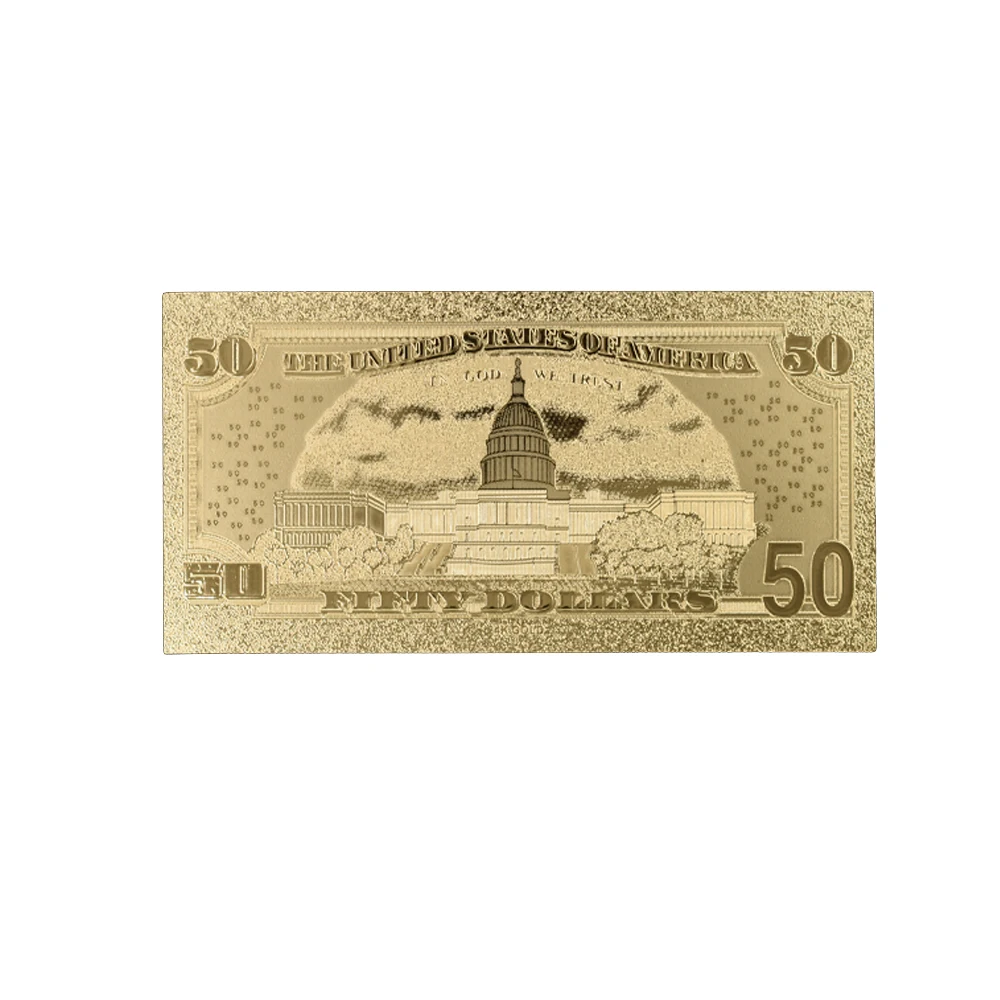 Новинка 2019 банкнота в долларах США 50 Золотая с 99 9 золотой фольгой для сувенира 10