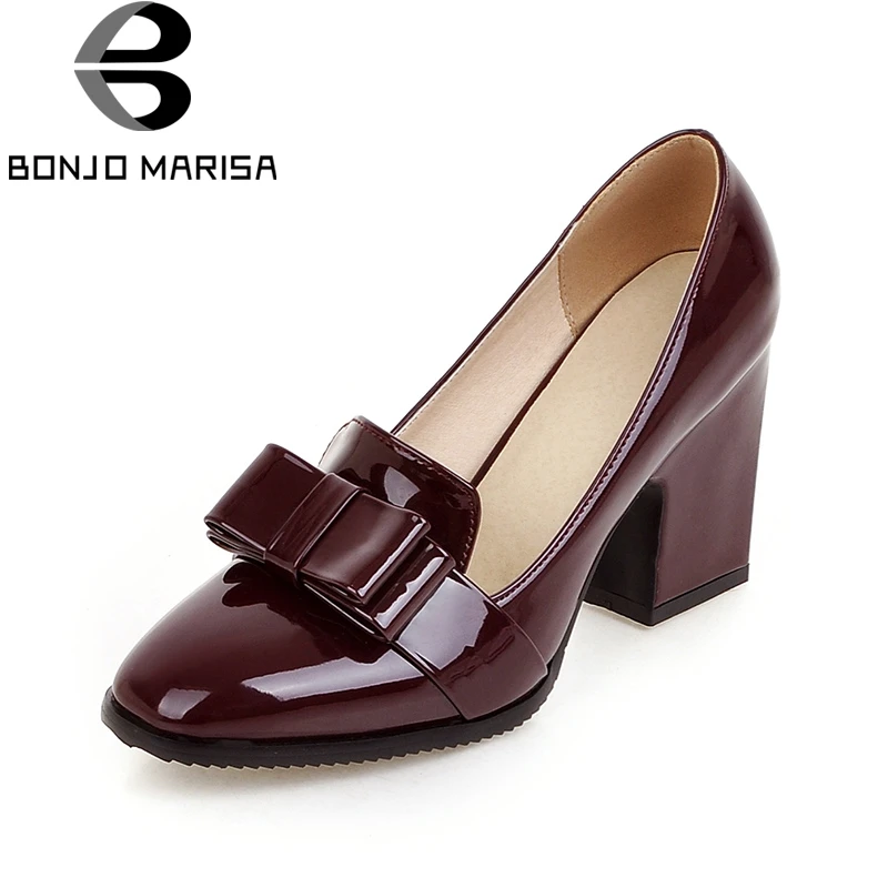 

BONJOMARISA 2019 Large Size 33-43 Dropship Bow Office Lady Pumps Shoes Women Fashion High Heels Spring Shoes Woman Footwear
