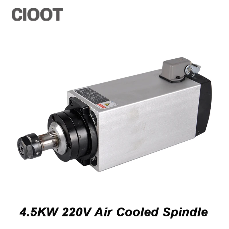 

Air Cooled Spindle 4.5KW 220V ER20 CNC Spindle Router Milling Motor For Engraving Machine Tools With 4 Bearings